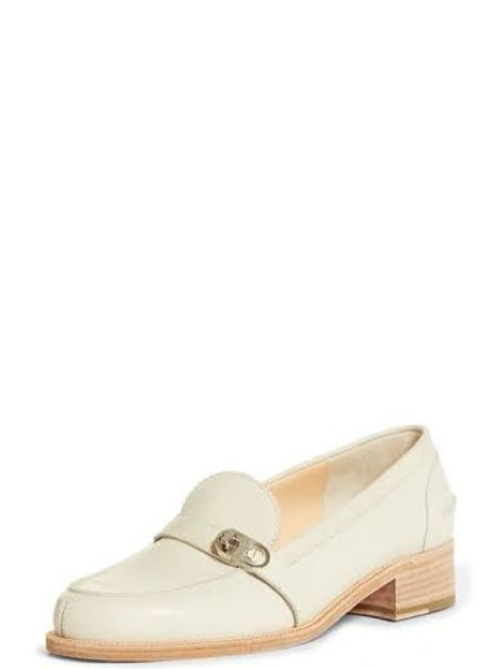 Christian Louboutin Cream Leather Loafer with Metal Bit